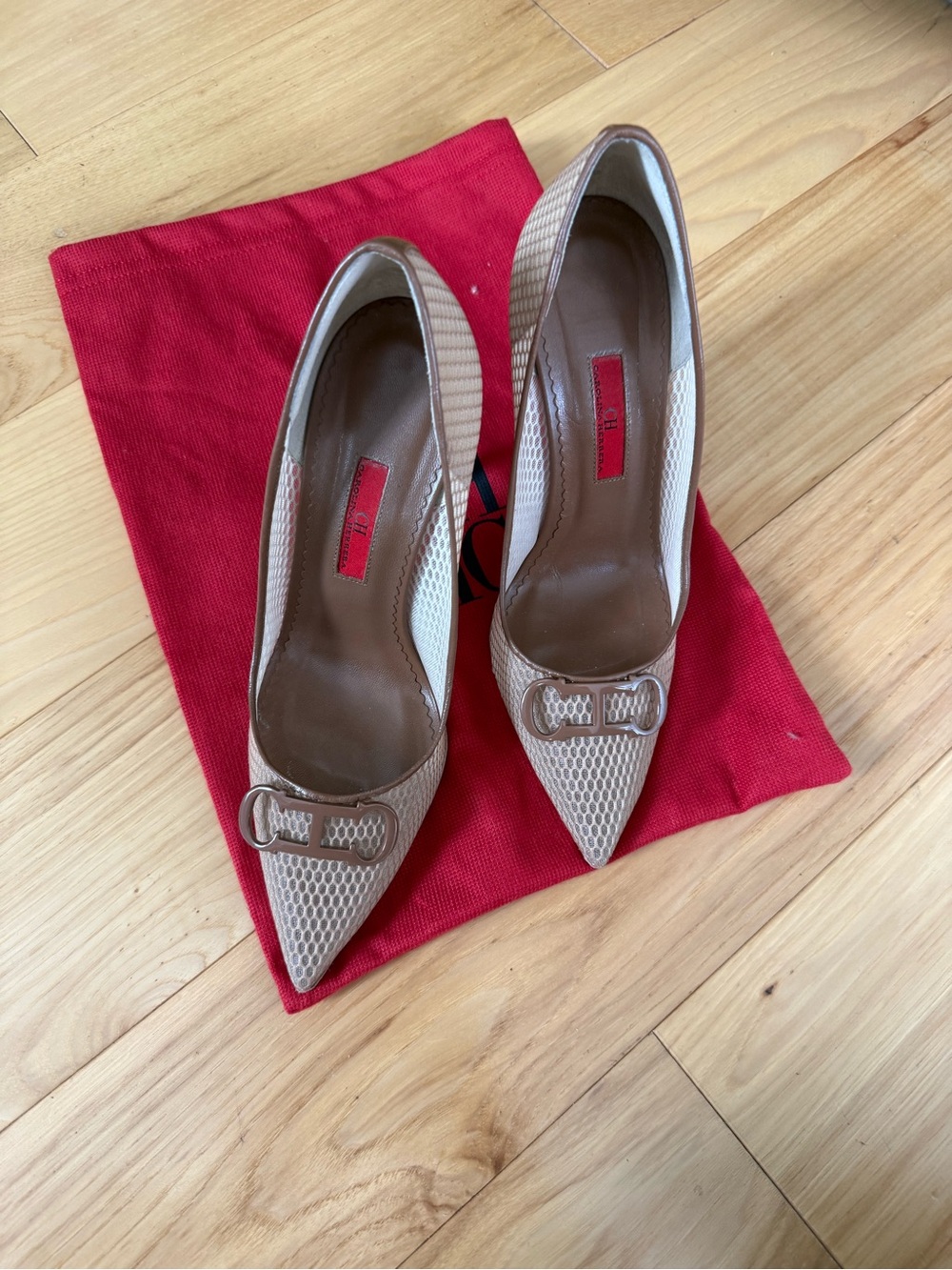 Textured Pointed-Toe High Heels in Taupe - Picture 9 of 16